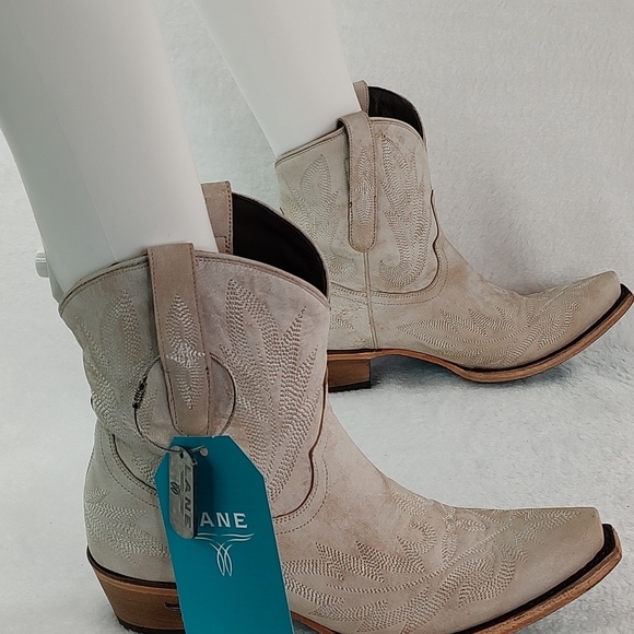 Lane Lexington Ceramic Crackle Bootie Short Leather Ankle Boots - Picture 3 of 6